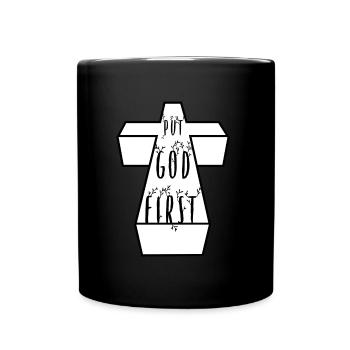 Gott an die erste Stelle setzen - Tasse einfarbig - Schwarz - Vorne