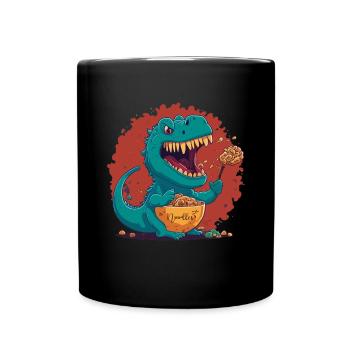 Kawaii Dragon T-rex mangeant des nouilles Cool - Mug uni - noir - Devant