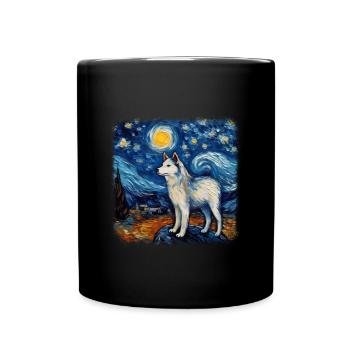 Malamute d’Alaska Van Gogh nuit étoilée - Mug uni - noir - Devant