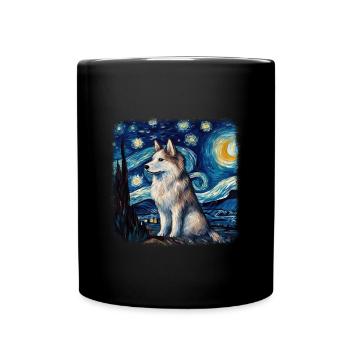 Malamute d’Alaska Van Gogh nuit étoilée - Mug uni - noir - Devant