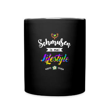 Schmusen is mei Lifestyle - Flirten Küssen Kiss me - Tasse einfarbig - Schwarz - Vorne