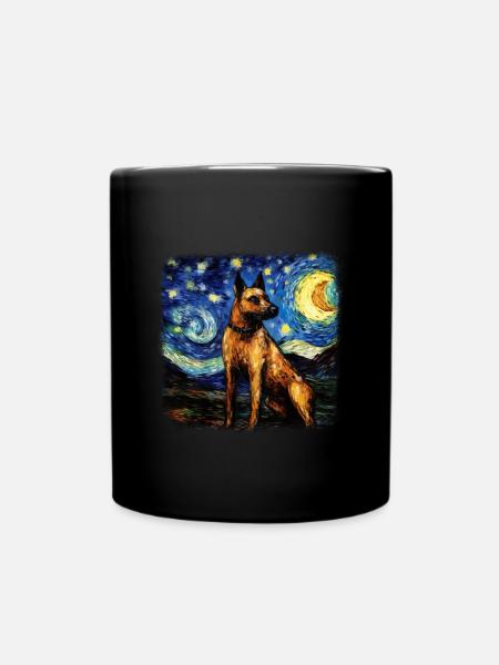 Belgian Malinois Van gogh starry night - Full Colour Mug - black