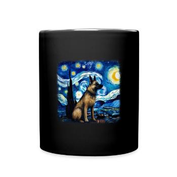 German Shepherd Dog Van gogh starry night - Tasse einfarbig - Schwarz - Vorne