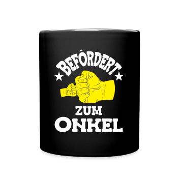 Befördert zum Onkel Du wirst Onkel - Tasse einfarbig - Schwarz - Vorne