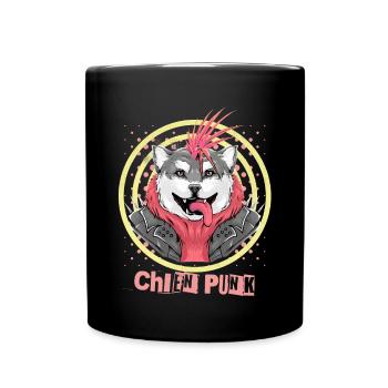 chien punk crête iroquoise - humour animal - Mug uni - noir - Devant
