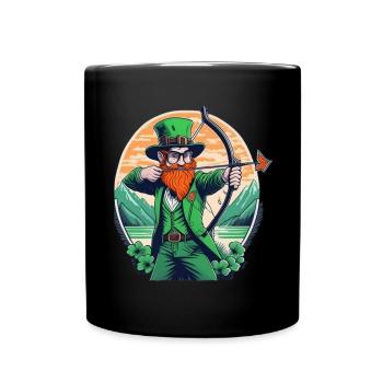 St. Patrick's Day Kleeblatt Bogenschießen - Tasse einfarbig - Schwarz - Vorne