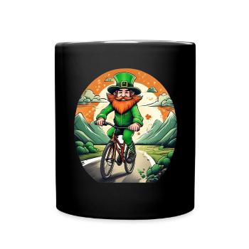 St. Patrick's Day Kleeblatt Radfahren - Tasse einfarbig - Schwarz - Vorne