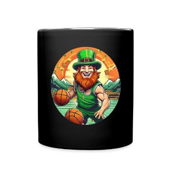 St. Patrick's Day Kleeblatt Basketball - Tasse einfarbig - Schwarz - Vorne