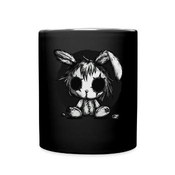 Mignon lapin effrayant - Mug uni - noir - Devant