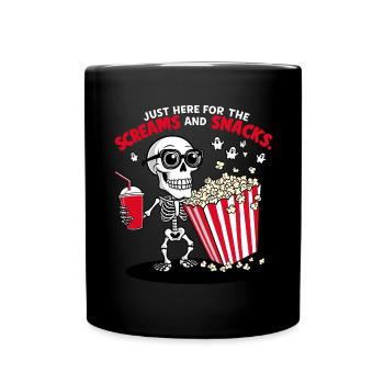 Funny Horror Movie Lover Skeleton - Full Colour Mug - black - Front