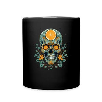 Totenkopf mit Zitrone - Tasse einfarbig - Schwarz - Vorne
