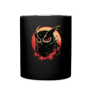 Eule - Tasse einfarbig - Schwarz - Vorne