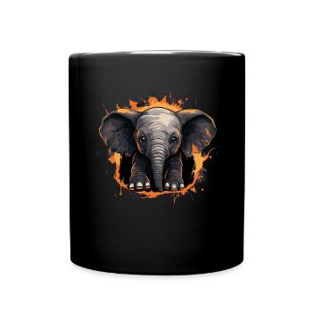 Niedliches Elefantenbaby - Tasse einfarbig - Schwarz - Vorne