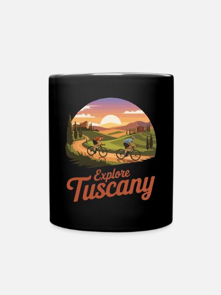 Explorez la Toscane Italie Vélo Gravel Toscane - Mug uni - noir