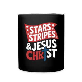 Amerikanischer Gläubiger Christ July 4th Jesus - Tasse einfarbig - Schwarz - Vorne