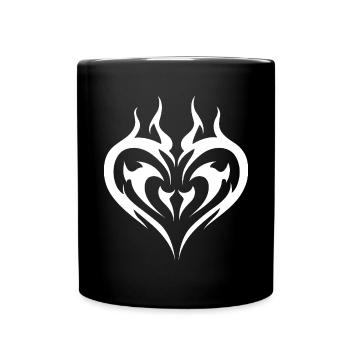 Tribal Heart Tattoo for Emo and Goth - Full Colour Mug - black - Front