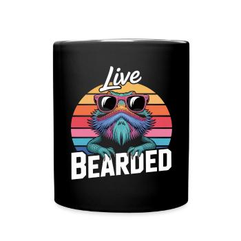 Live Bearded! Bearded Dragon Reptile Terraristics - Full Colour Mug - black - Front