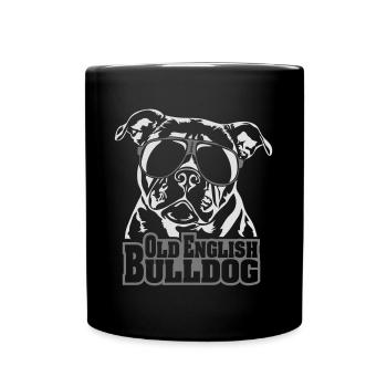 OLD ENGLISH BULLDOG cool OEB Wilsigns Hunde - Tasse einfarbig - Schwarz - Vorne