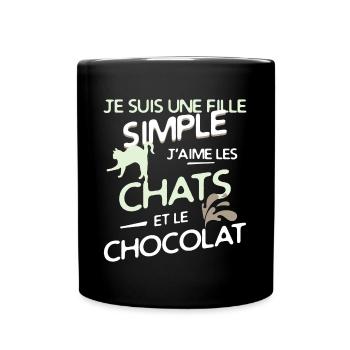 Chats - une fille simple - Mug uni - noir - Devant
