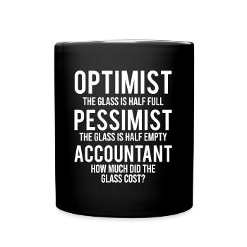 T-shirt Drôle Optimiste Pessimiste Comptable En Verre - Mug uni - noir - Devant