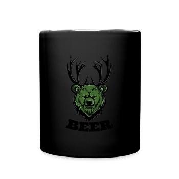Drôle de cerf ours bière - Mug uni - noir - Devant