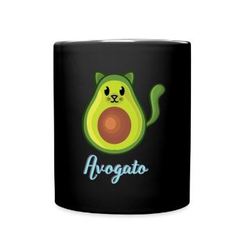 Avogato-Avocado-Katze Lustiger Avocato - Tasse einfarbig - Schwarz - Vorne