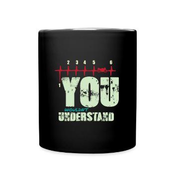 Motorrad Herzschlag - Tasse einfarbig - Schwarz - Vorne