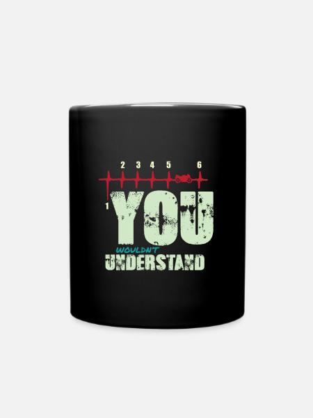 Motorcycle Heartbeat - Full Colour Mug - black