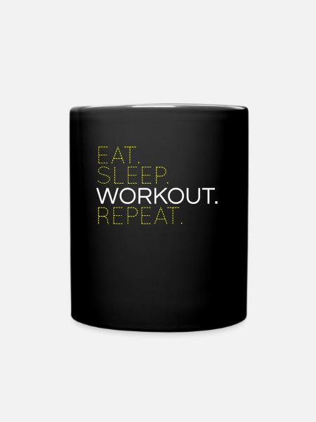 Eat Sleep Training wiederholen - Tasse einfarbig - Schwarz