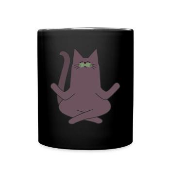 Yoga Cat - Full Colour Mug - black - Front