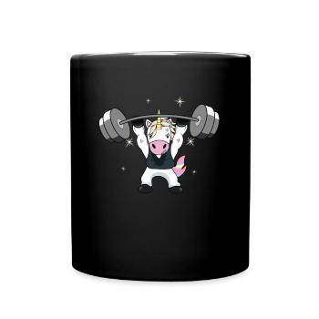 Gewichtheben Einhorn - Tasse einfarbig - Schwarz - Vorne