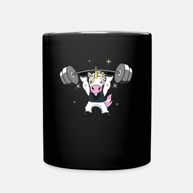 Gewichtheben Einhorn - Tasse einfarbig - Schwarz