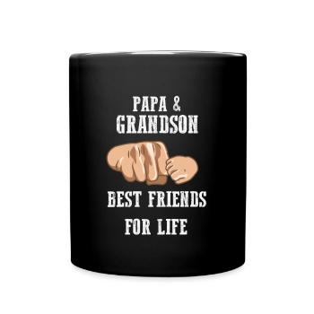 Papa und Enkel Best Friends Opa Großvater - Tasse einfarbig - Schwarz - Vorne