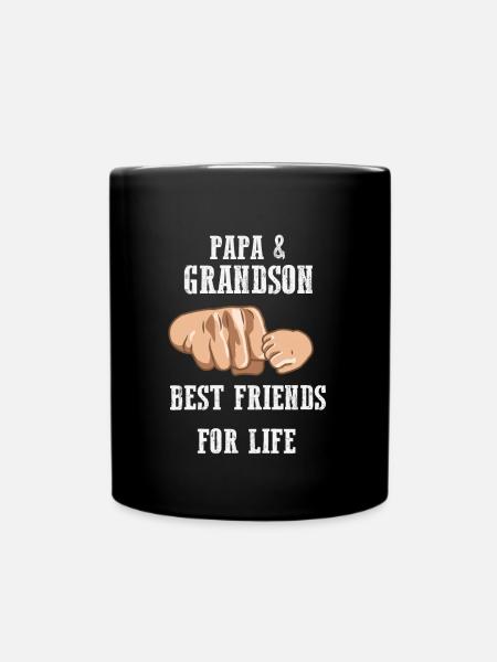 Papa and Grandson Best Friends Grandpa Grandfather - Full Colour Mug - black