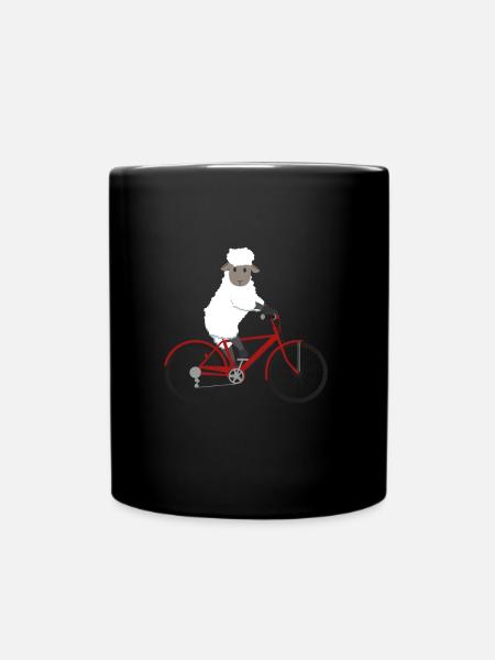 Schafe, die Fahrrad-Radfahrer-Landwirt Bicycle Sheeps fahren - Tasse einfarbig - Schwarz