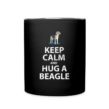 Behalten Sie ruhig und umarmen Sie einen Beagle - Tasse einfarbig - Schwarz - Vorne