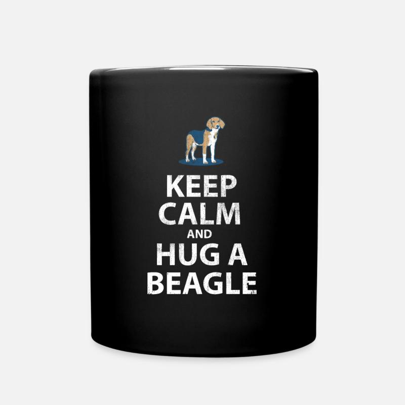 Gardez le calme et étreignez un Beagle - Mug uni - noir