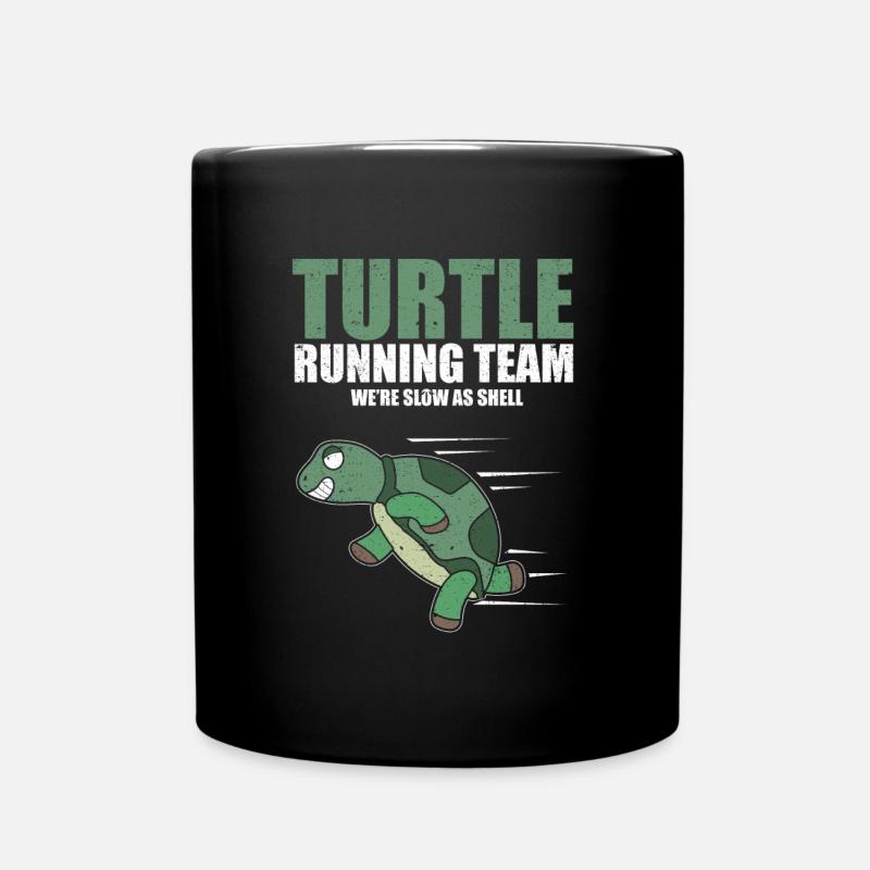 Schildkröte, die Team-langsamen Marathon-Rennen-Spaß-Witz läuft - Tasse einfarbig - Schwarz