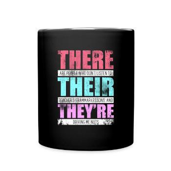 Là, ils sont professeur d’anglais Grammaire de l’humour - Mug uni - noir - Devant