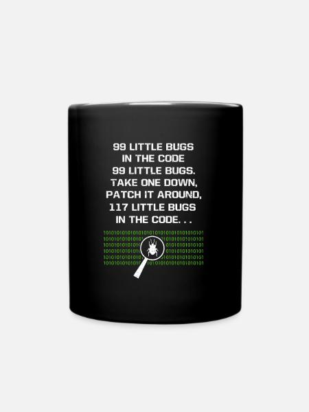 99 Little Bugs In The Code Computer Geek Programme - Full Colour Mug - black