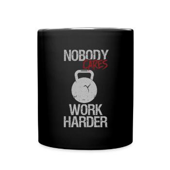 Niemand kümmert sich härter Arbeit Fitness Workout Gym Skull - Tasse einfarbig - Schwarz - Vorne