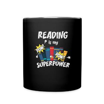 Reading Is My Superpower Book Bookworm Hero Teache - Full Colour Mug - black - Front