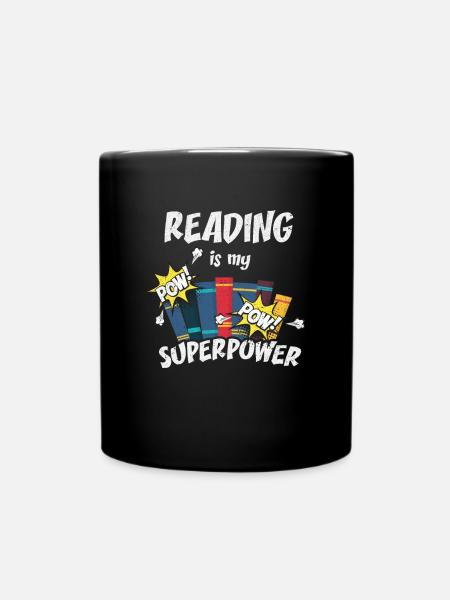 La lecture est ma superpuissance Bookworm Hero Teache Teache - Mug uni - noir