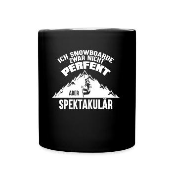 Ich snowboarde spektakulär lustiger Spruch - Tasse einfarbig - Schwarz - Vorne