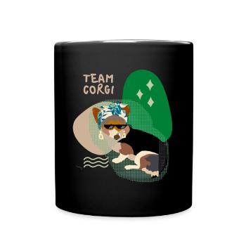 Corgie Team, Hunde - Tasse einfarbig - Schwarz - Vorne