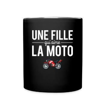 Une Fille Qui Aime La Moto Humour Motarde - Mug uni - noir - Devant