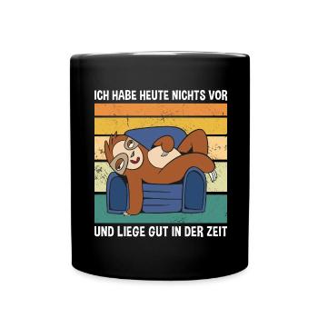 Ich Habe Heute Nichts Vor Süßes Faultier - Tasse einfarbig - Schwarz - Vorne