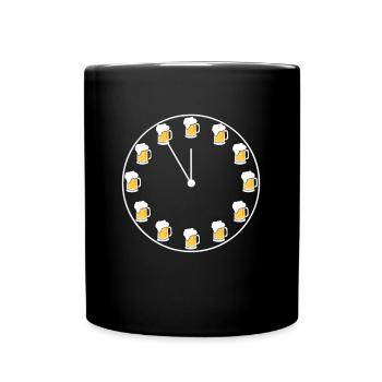 L'heure de boire un bière humour horloge - Mug uni - noir - Devant