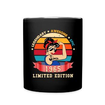 Geburtstag 1965 Woman Legend Epic Vintage - Tasse einfarbig - Schwarz - Vorne