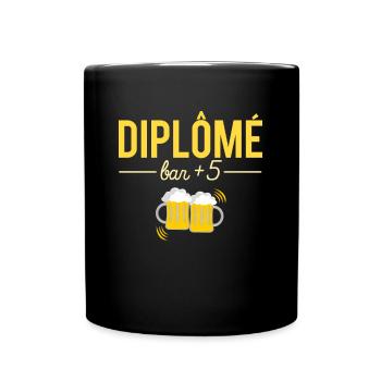 Diplômé bar+5 apéro alcool humour - Mug uni - noir - Devant